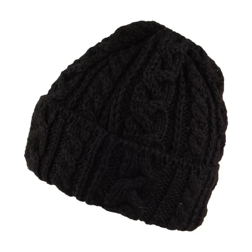 Bonnets | Chapeaux Hiver^Highland 2000 Bonnet en Laine Anglaise à Torsades et Revers noir