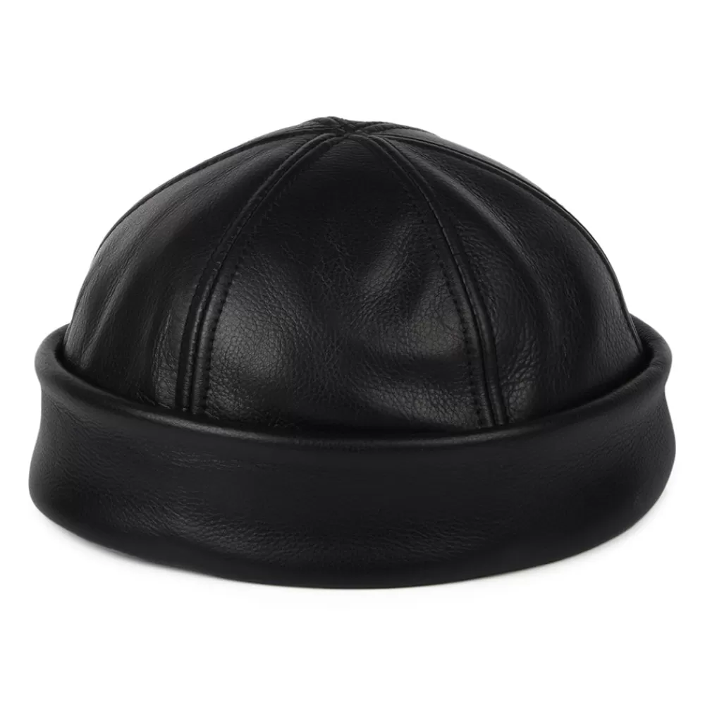 Bonnets | Bonnets^New York Hat Company Bonnet Miki Breton en Cuir noir