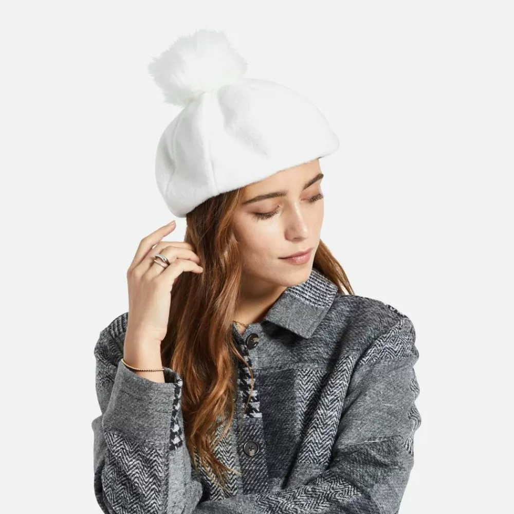 Chapeaux Hiver | Bérets^Brixton Béret Oversize avec Pompon en Fausse Fourrure Natalie blanc cassé