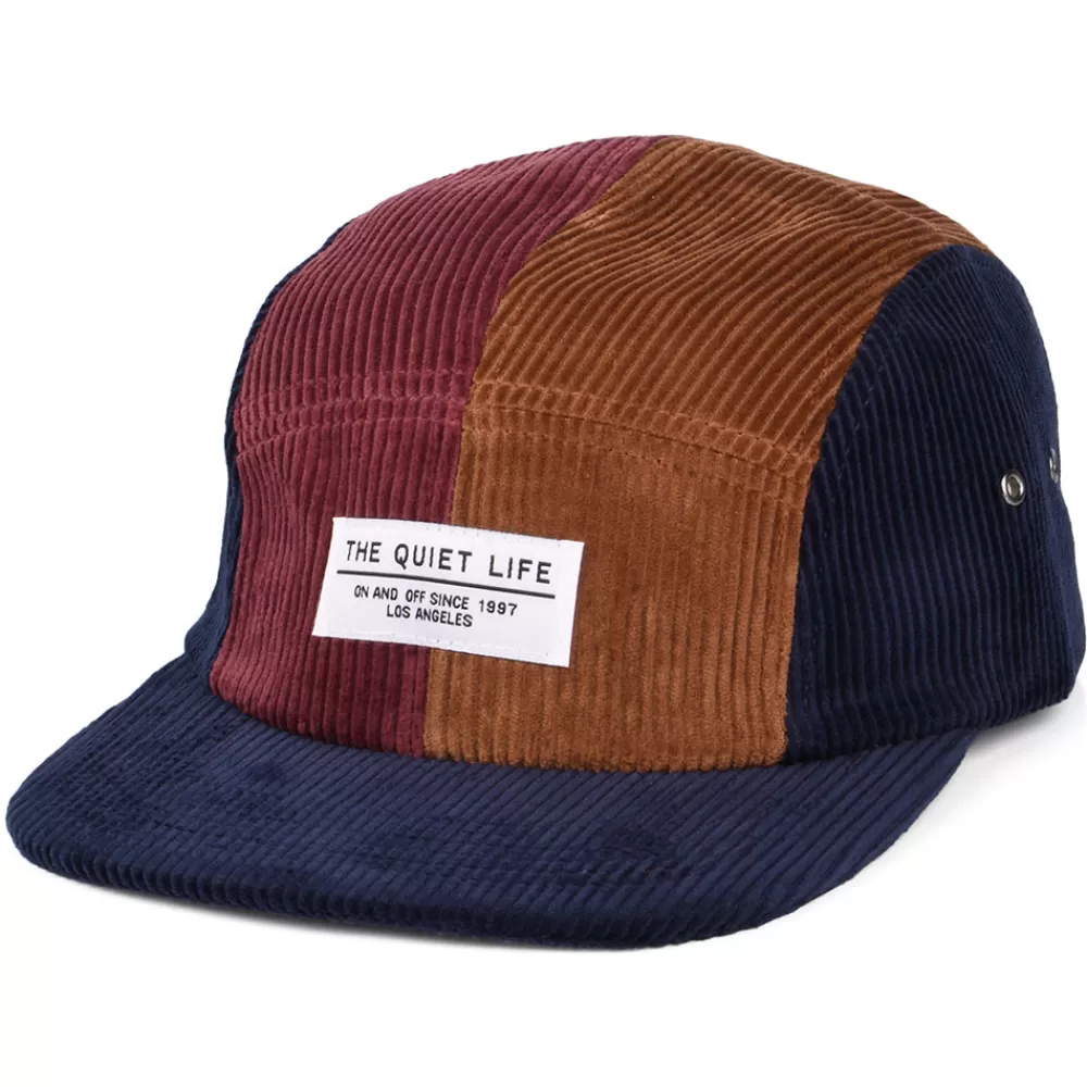 Casquettes Homme^The Quiet Life Casquette 5 Panel en Velours Grosse Côtes Contraste bleu marine-marron