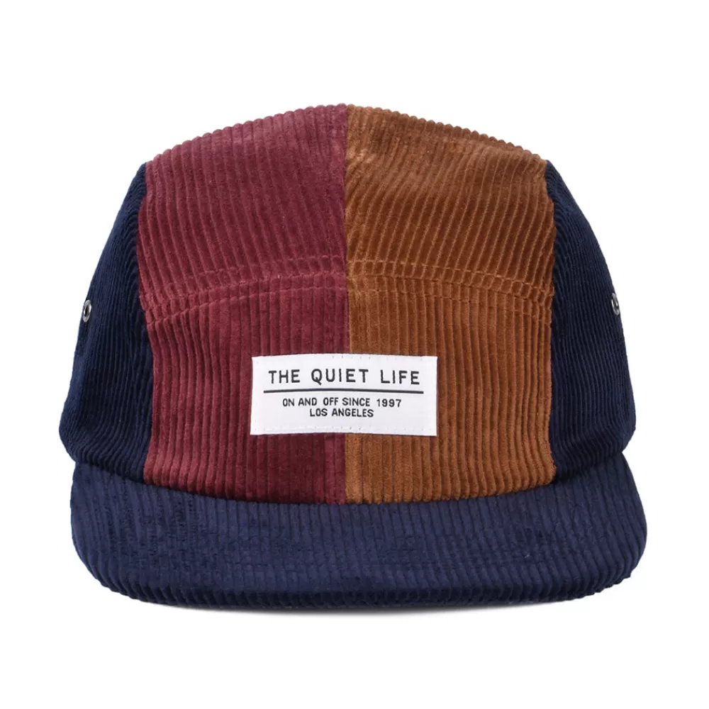 Casquettes Homme^The Quiet Life Casquette 5 Panel en Velours Grosse Côtes Contraste bleu marine-marron