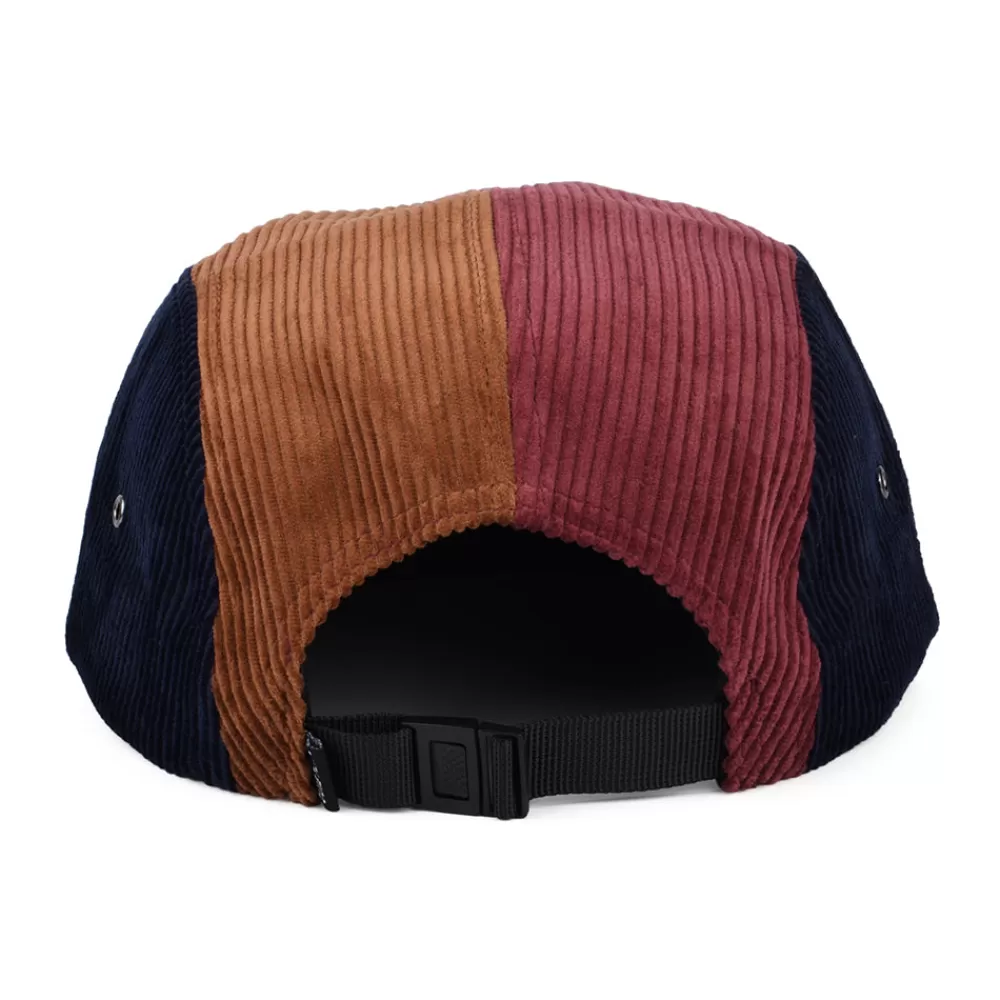 Casquettes Homme^The Quiet Life Casquette 5 Panel en Velours Grosse Côtes Contraste bleu marine-marron