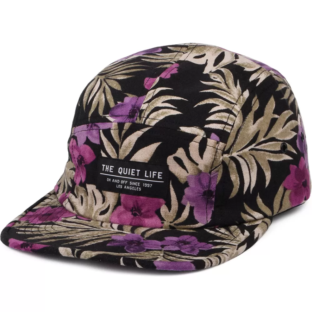 Casquettes De Baseball | Casquettes Homme^The Quiet Life Casquette 5 Panel Floral en Coton Bio noir-violet
