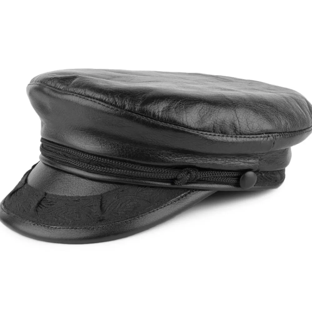 Casquettes Femme | Chapeaux Femme^Jaxon & James Casquette de Marin Grec en Cuir Classic noir JAXON & JAMES