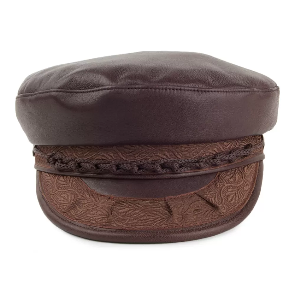 Casquettes Femme | Chapeaux Femme^Jaxon & James Casquette de Marin Grec en cuir marron foncé JAXON & JAMES