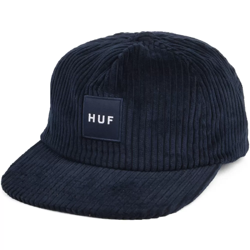 Casquettes De Baseball | Casquettes Homme^HUF Casquette en Velours Côtelé à Visière Plate Box Logo bleu marine