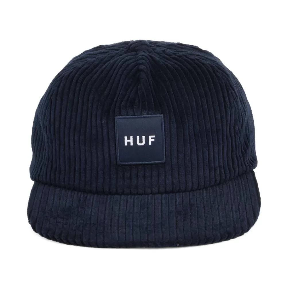 Casquettes De Baseball | Casquettes Homme^HUF Casquette en Velours Côtelé à Visière Plate Box Logo bleu marine