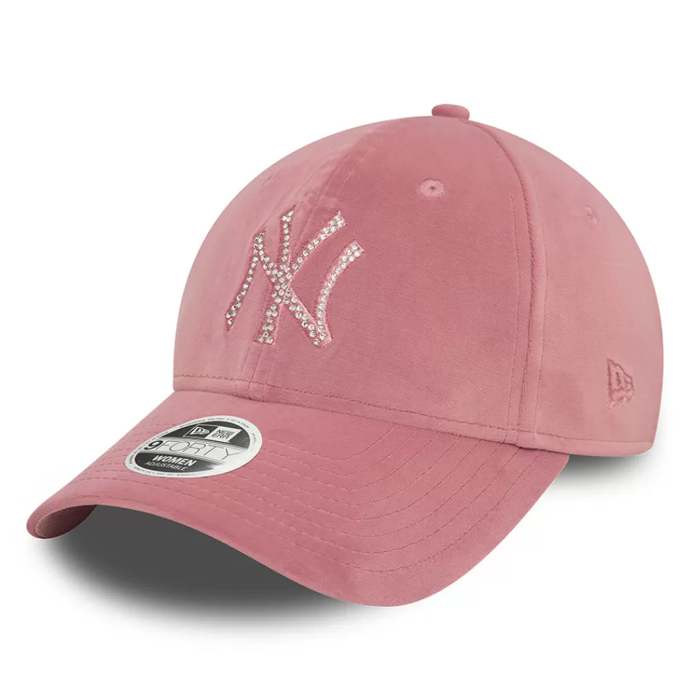 Chapeaux Hiver | Casquettes De Baseball^New Era Casquette Femme 9FORTY MLB Velour Diamante New York Yankees rose