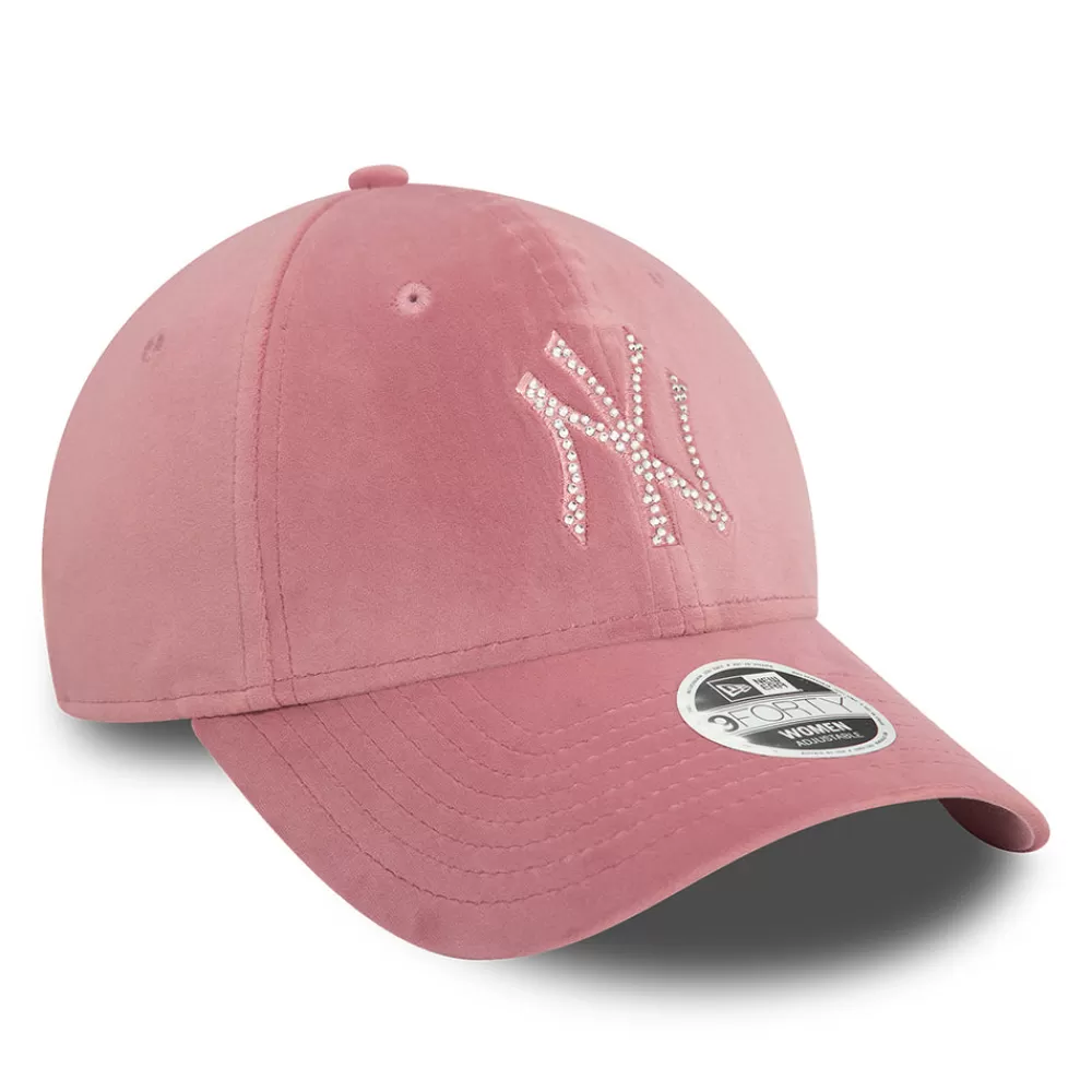 Chapeaux Hiver | Casquettes De Baseball^New Era Casquette Femme 9FORTY MLB Velour Diamante New York Yankees rose