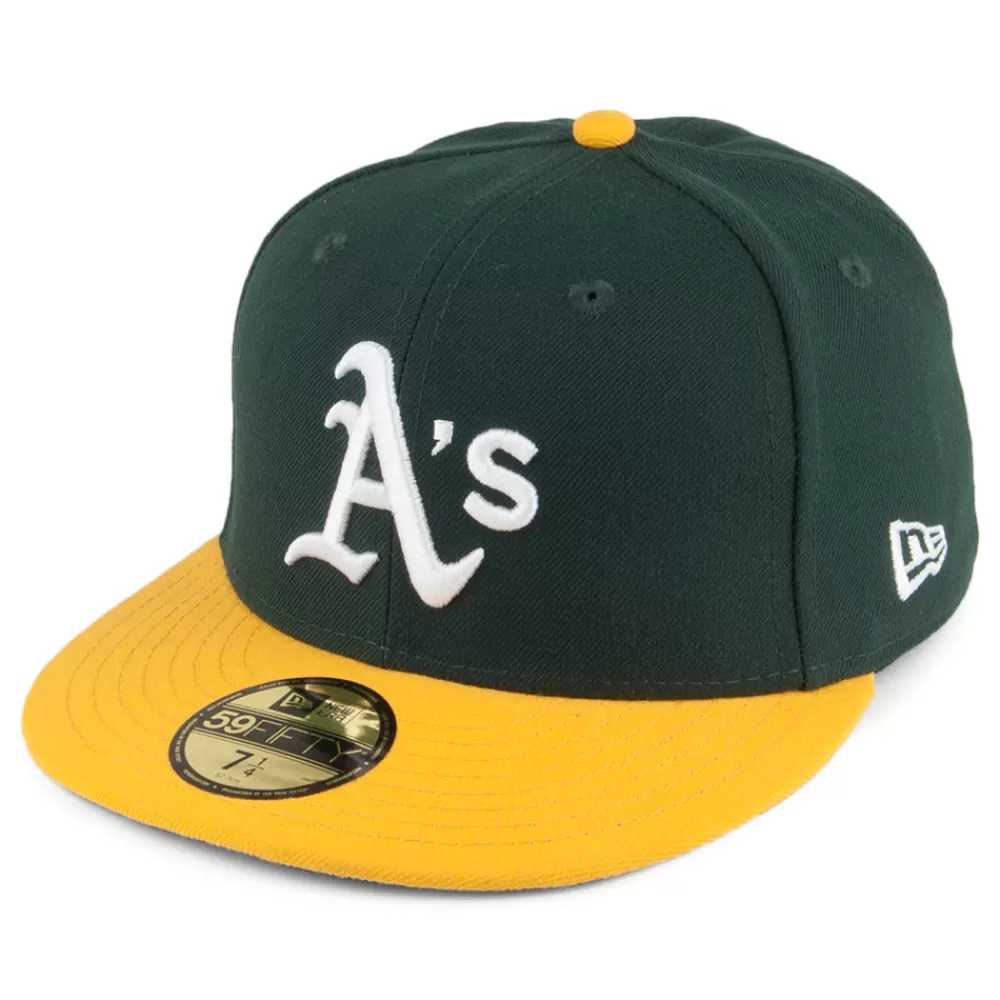 Casquettes De Baseball | Casquettes Homme^New Era Casquette 59FIFTY MLB On Field AC Perf Oakland Athletics vert-jaune