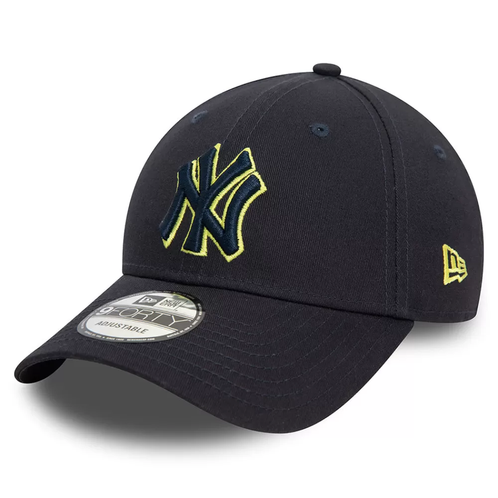 Casquettes De Baseball | Casquettes Homme^New Era Casquette 9FORTY MLB Team Outline New York Yankees bleu marine-citron vert