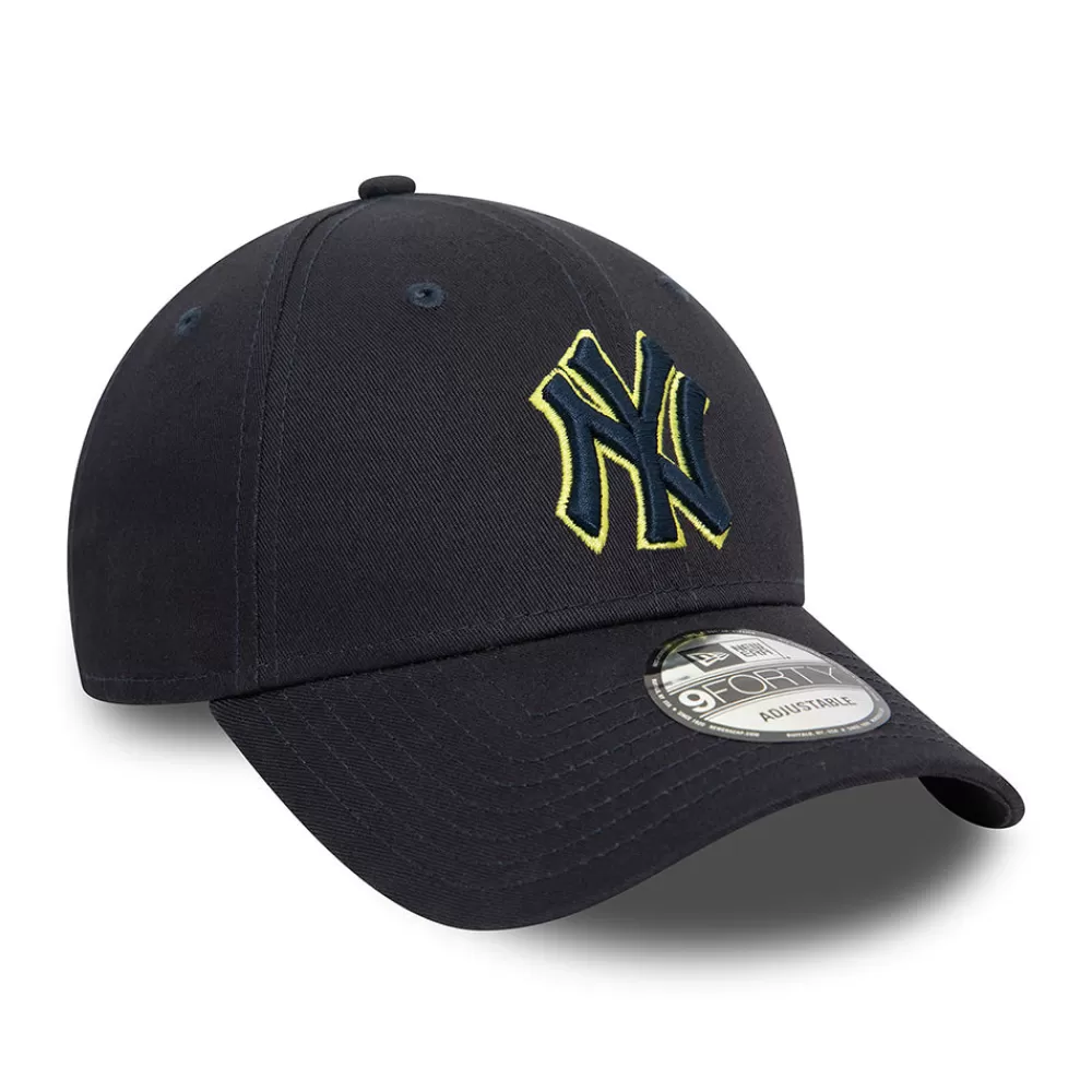 Casquettes De Baseball | Casquettes Homme^New Era Casquette 9FORTY MLB Team Outline New York Yankees bleu marine-citron vert