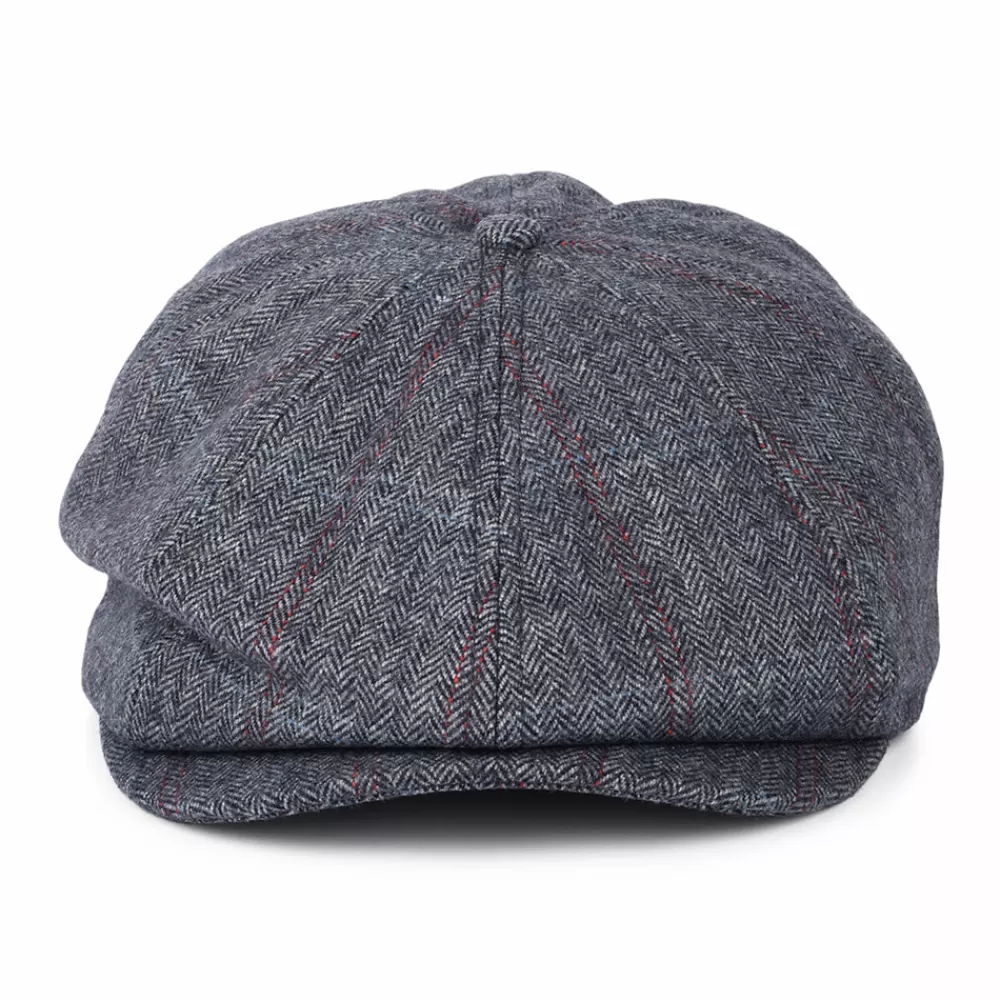 Casquettes Plates | Chapeaux Hiver^Brixton Casquette Gavroche à Carreaux et Chevrons Brood bleu marine délavé-beige