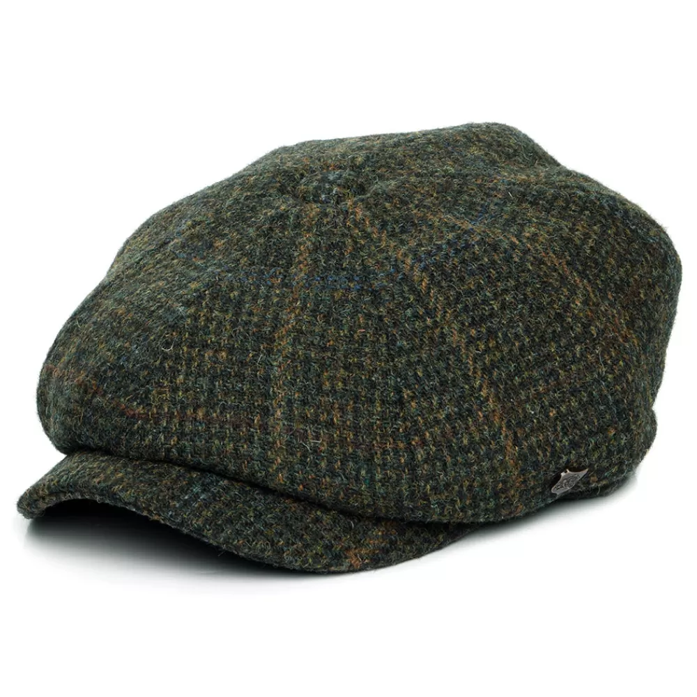 Casquettes Plates | Chapeaux Hiver^Failsworth Casquette Gavroche en Harris Tweed à Carreaux Carloway olive et mix de couleurs