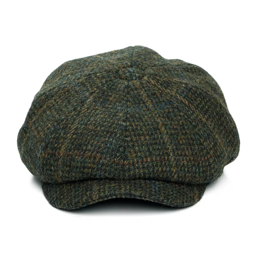 Casquettes Plates | Chapeaux Hiver^Failsworth Casquette Gavroche en Harris Tweed à Carreaux Carloway olive et mix de couleurs