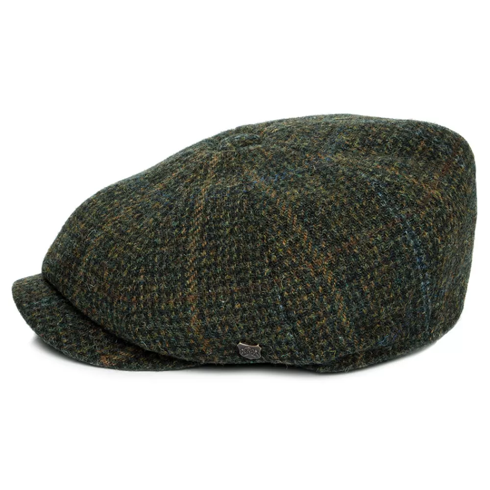 Casquettes Plates | Chapeaux Hiver^Failsworth Casquette Gavroche en Harris Tweed à Carreaux Carloway olive et mix de couleurs