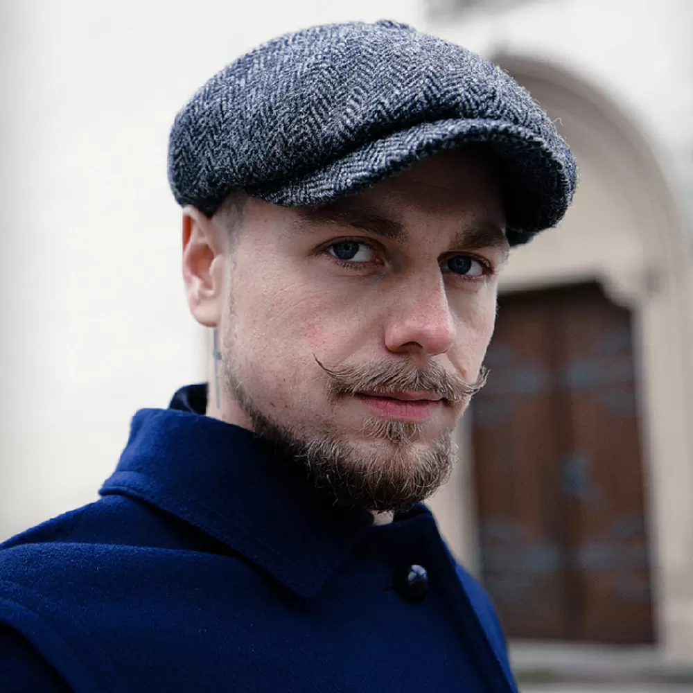 Casquettes Plates | Chapeaux Hiver^Failsworth Casquette Gavroche en Harris Tweed à Chevrons Carloway anthracite