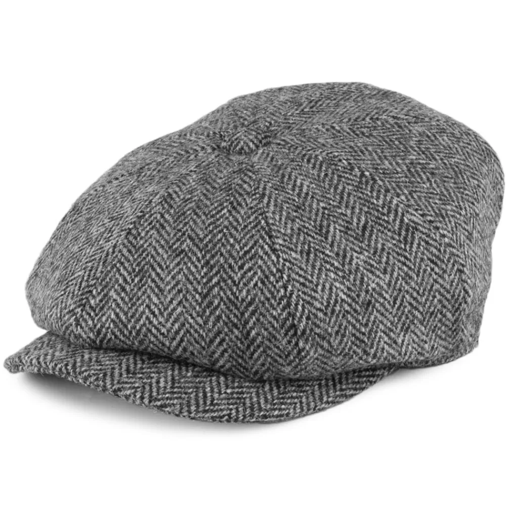 Casquettes Plates | Chapeaux Hiver^Jaxon & James Casquette Gavroche en Harris Tweed Castlebay noir-gris JAXON & JAMES
