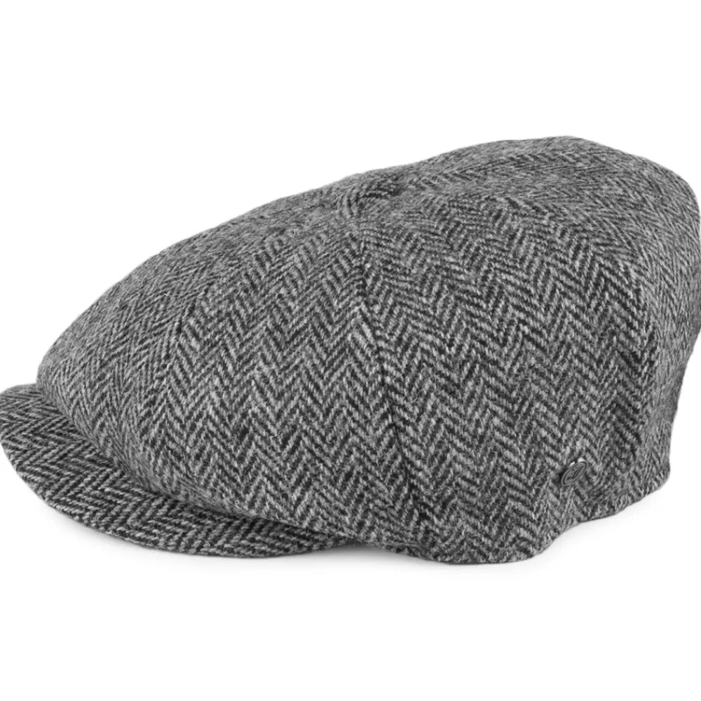 Casquettes Plates | Chapeaux Hiver^Jaxon & James Casquette Gavroche en Harris Tweed Castlebay noir-gris JAXON & JAMES