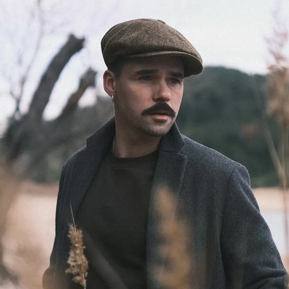 Casquettes Plates | Grandes Tailles^Jaxon & James Casquette Gavroche en Harris Tweed Northbay olive-marron JAXON & JAMES