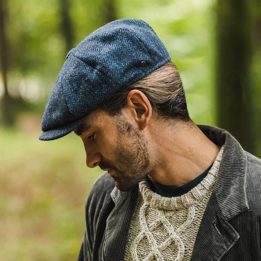 Casquettes Plates | Grandes Tailles^Jaxon & James Casquette Gavroche en Harris Tweed Skye bleu-noir JAXON & JAMES
