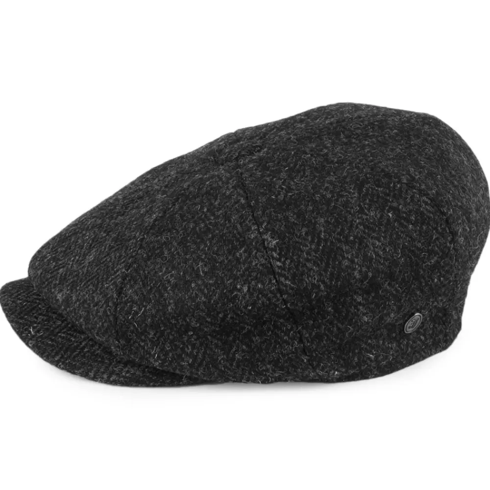 Casquettes Plates | Grandes Tailles^Jaxon & James Casquette Gavroche en Harris Tweed Taransay noir-anthracite JAXON & JAMES