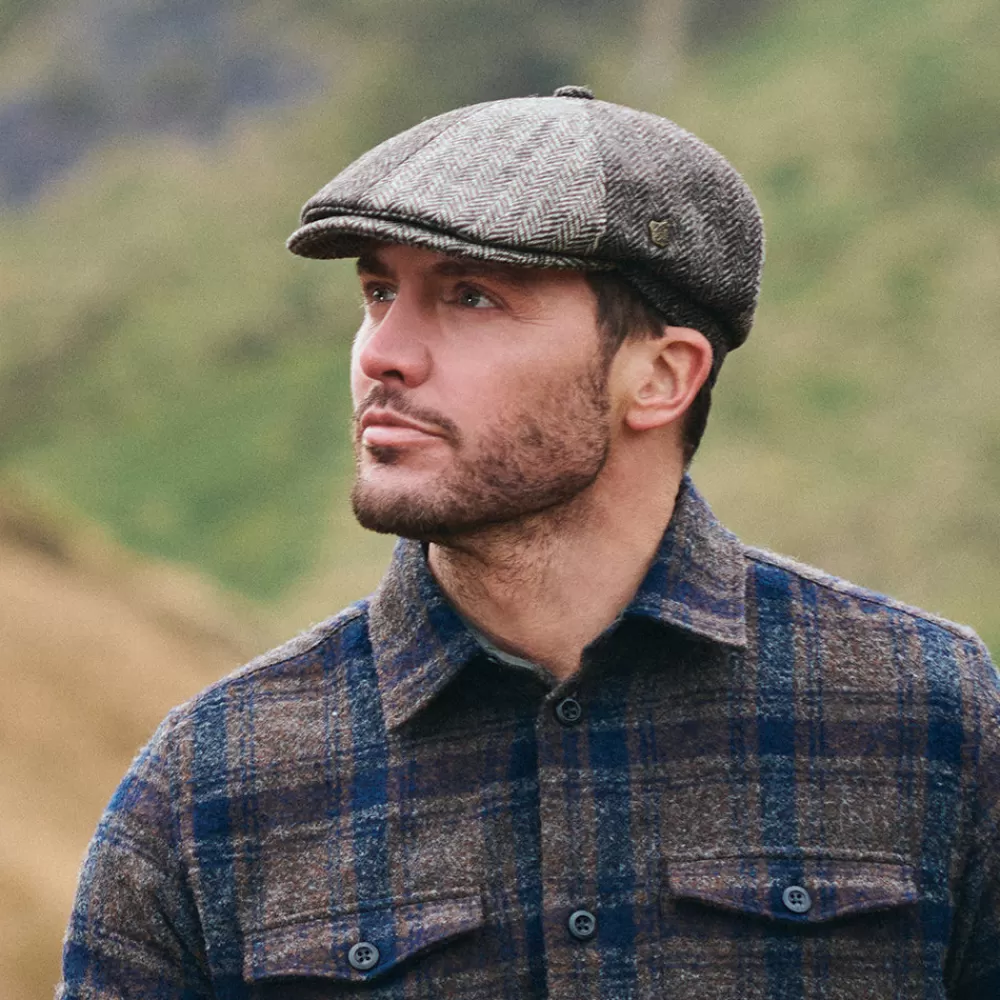 Casquettes Plates | Casquettes Plates^Failsworth Casquette Gavroche en Laine Britannique Hexham marron clair-marron foncé