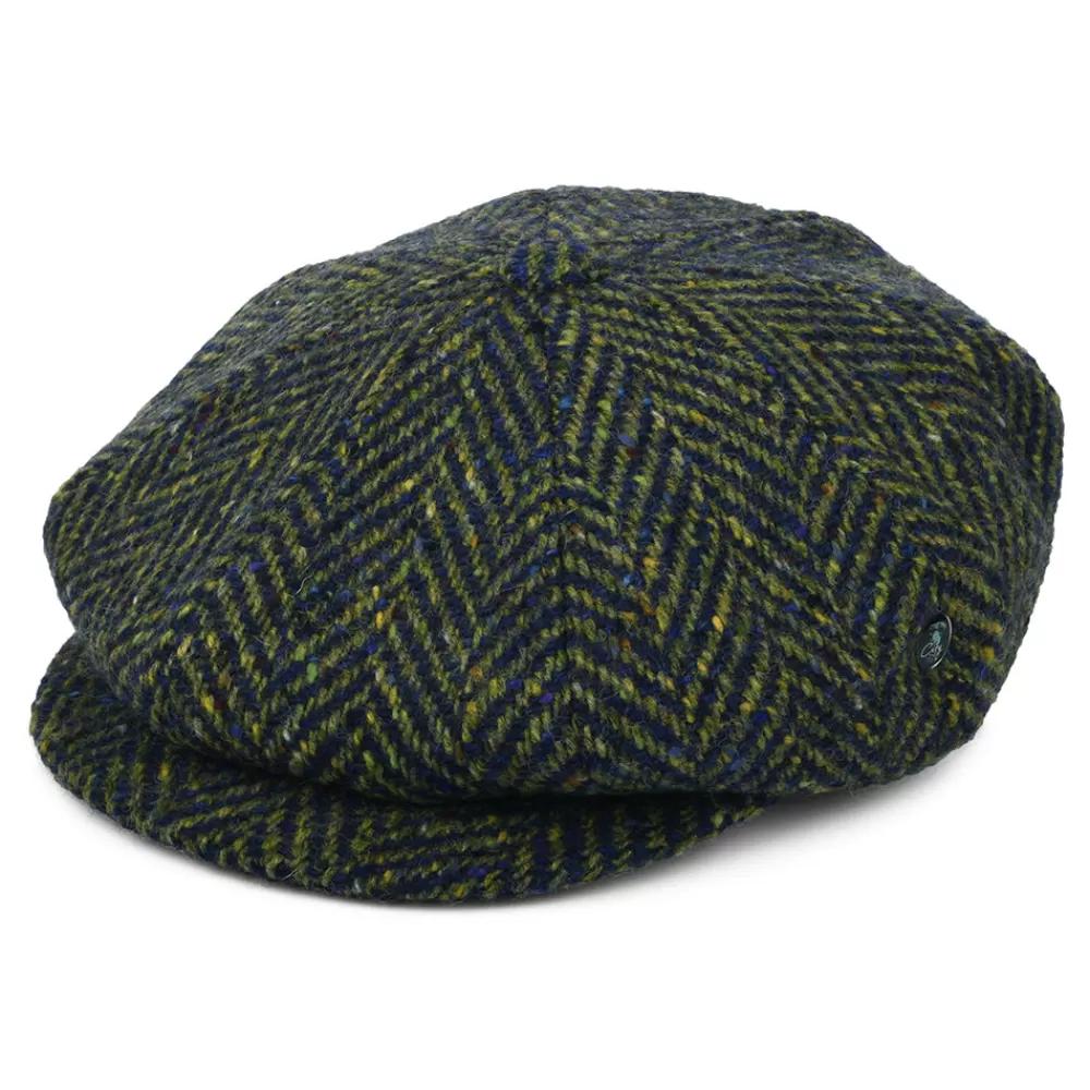Casquettes Plates | Casquettes Femme^City Sport Casquette Gavroche en Tweed du Donegal à Chevrons vert-bleu