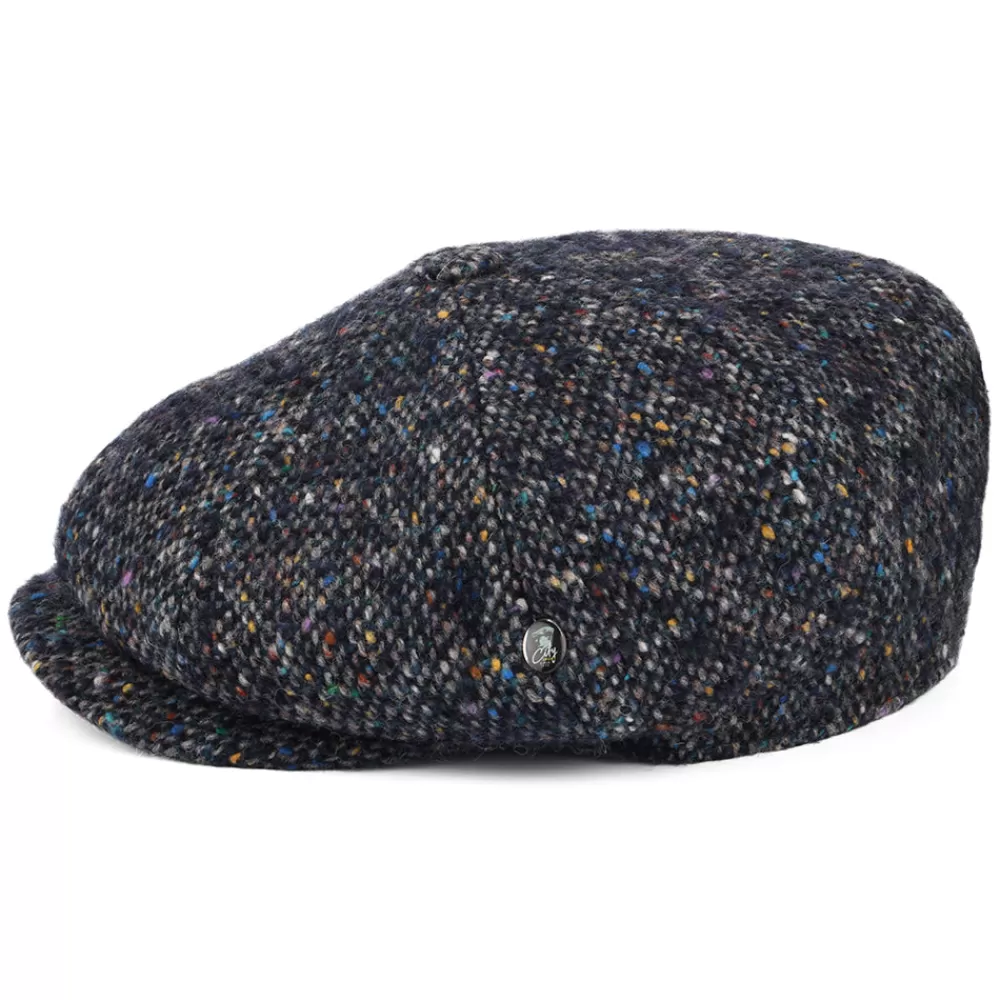 Casquettes Plates | Casquettes Plates^City Sport Casquette Gavroche en Tweed du Donegal Chiné Calotte Profonde bleu marine-multi