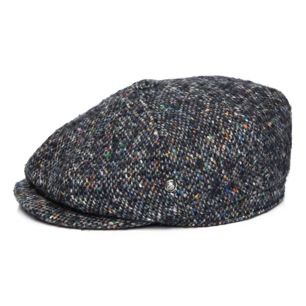 Casquettes Plates | Chapeaux Hiver^City Sport Casquette Gavroche en Tweed du Donegal Chiné Calotte Profonde bleu marine-multi