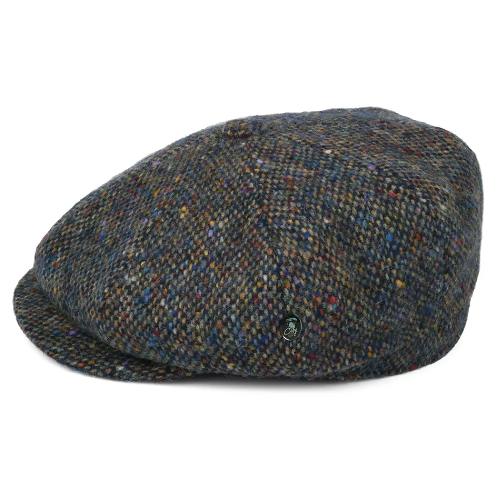Casquettes Plates | Chapeaux Hiver^City Sport Casquette Gavroche en Tweed du Donegal Chiné Calotte Profonde bleu-multi