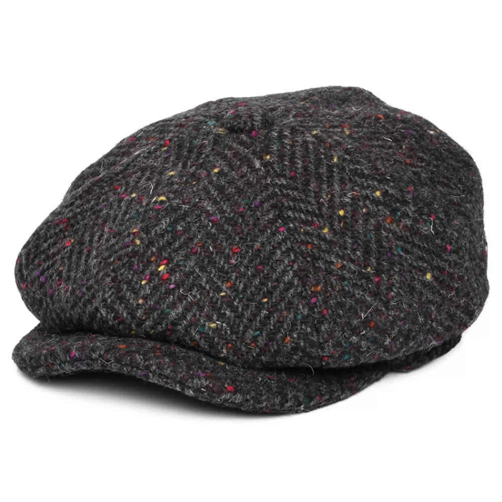 Casquettes Plates | Grandes Tailles^Jaxon & James Casquette Gavroche en Tweed du Donegal Épais à Chevrons Errigal anthracite-multi JAXON & JAMES