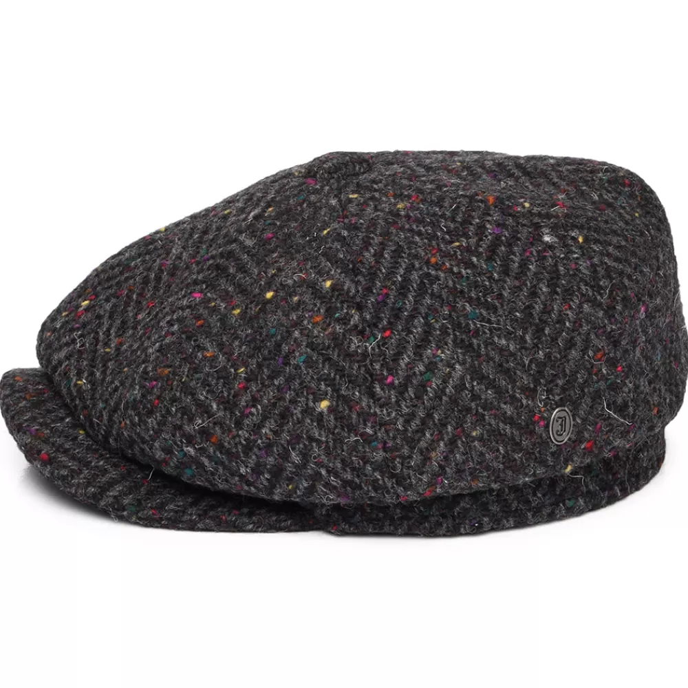 Casquettes Plates | Grandes Tailles^Jaxon & James Casquette Gavroche en Tweed du Donegal Épais à Chevrons Errigal anthracite-multi JAXON & JAMES