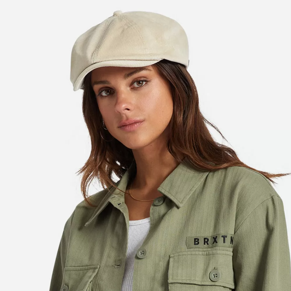 Casquettes Plates | Casquettes Plates^Brixton Casquette Gavroche en Velours Côtelé Brood Lightweight X Snap blanc cassé