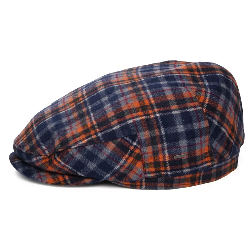 Casquettes Plates | Chapeaux Hiver^Bailey Casquette Plate Avec Protège-Oreilles à Carreaux Wickes bleu marine-orange