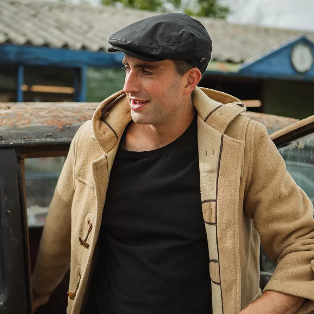 Chapeaux De Pluie | Casquettes Plates^Jaxon & James Casquette Plate en Coton Ciré British Millerain noir JAXON & JAMES