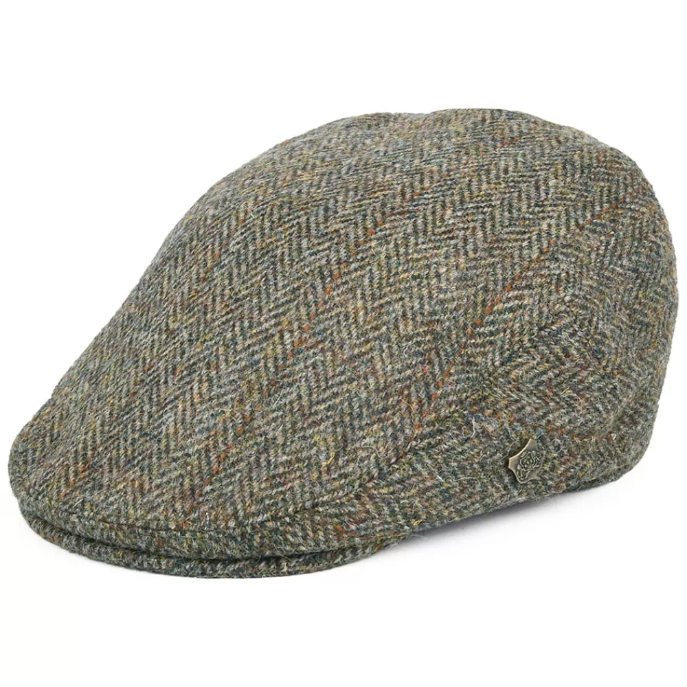 Casquettes Plates | Casquettes Femme^Failsworth Casquette Plate en Harris Tweed à carreaux et Chevrons Stornoway vert-bleu