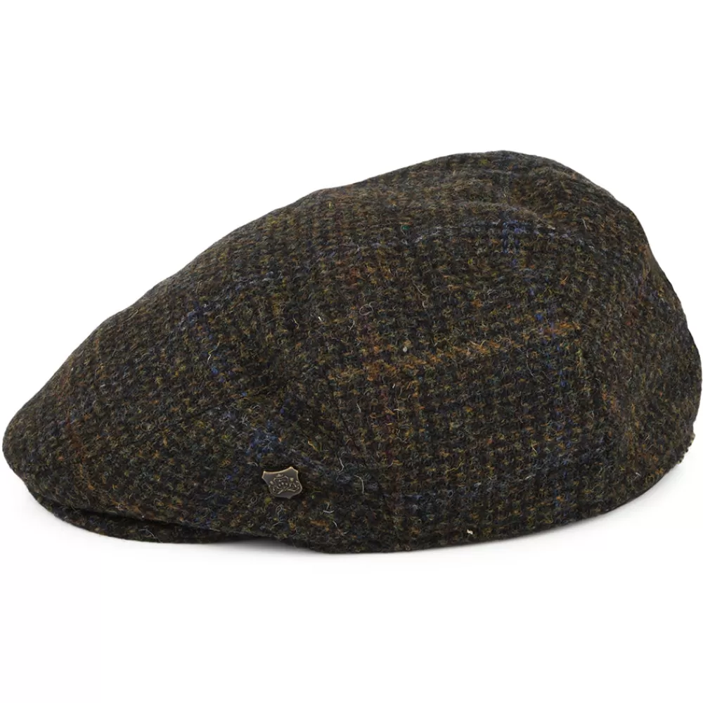 Casquettes Plates | Chapeaux Hiver^Failsworth Casquette Plate en Harris Tweed à Carreaux Stornoway olive et mix de couleurs