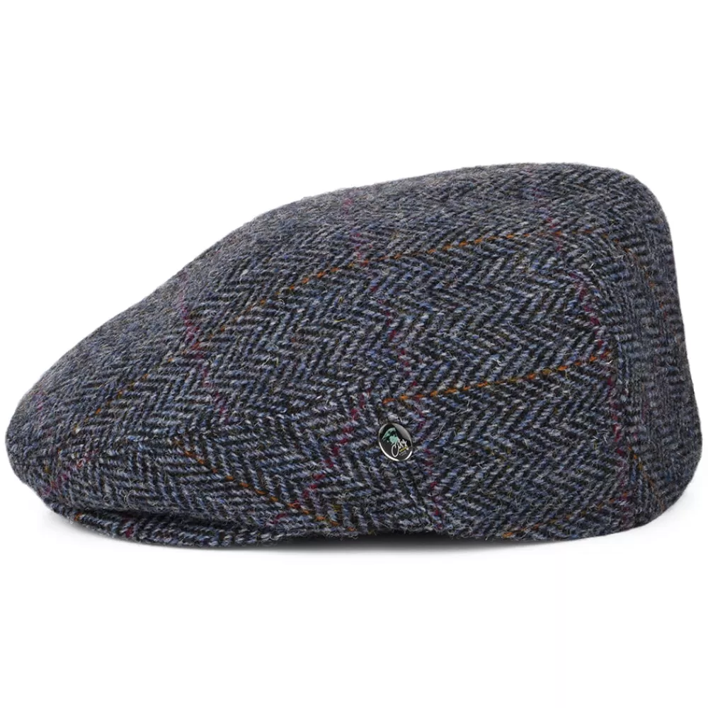 Casquettes Plates | Chapeaux Hiver^City Sport Casquette Plate en Harris Tweed à Chevrons bleu marine-bleu