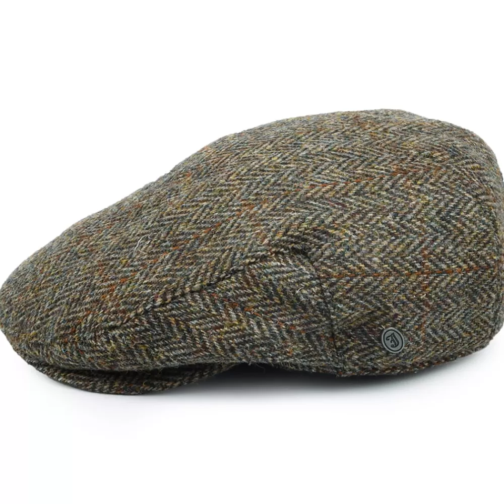 Casquettes Plates | Grandes Tailles^Jaxon & James Casquette Plate en Harris Tweed à Chevrons Lundale olive-marron JAXON & JAMES