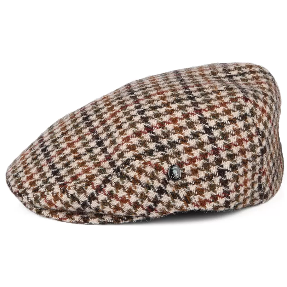Casquettes Plates | Casquettes Plates^City Sport Casquette Plate en Harris Tweed Pied-de-Poule crème-olive-marron
