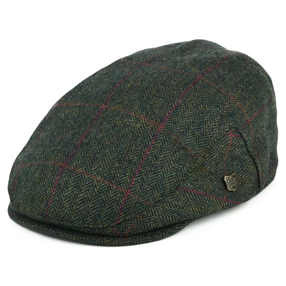 Casquettes Plates | Chapeaux Hiver^Failsworth Casquette Plate en Laine Britannique à Carreaux et Chevrons Cambridge olive foncé