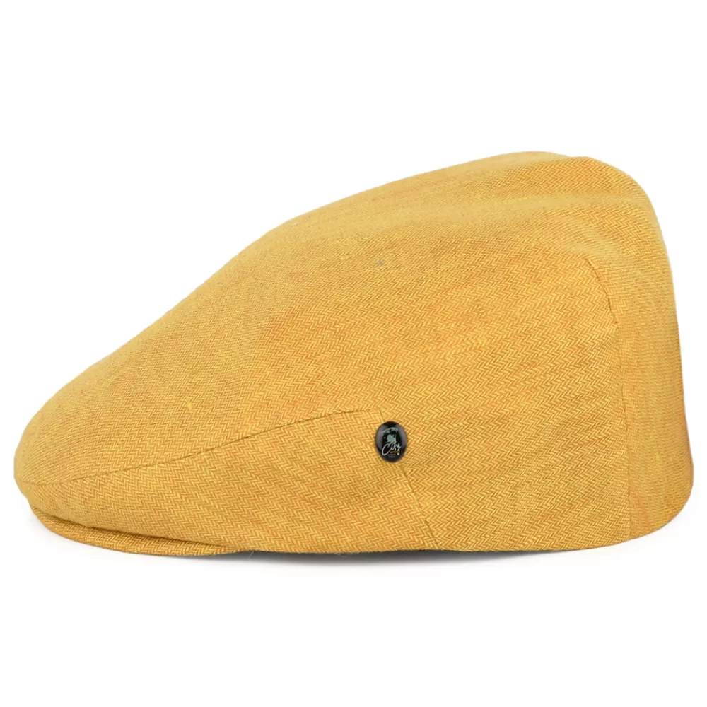 Casquettes Plates | Grandes Tailles^City Sport Casquette Plate en Lin à Micro Chevrons moutarde