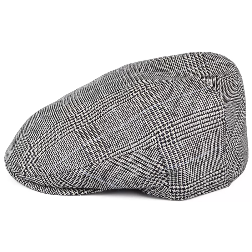 Casquettes Plates | Casquettes Plates^Christys Casquette Plate en Lin et Laine Prince-de-Galles Ascot Camberley noir-blanc-bleu
