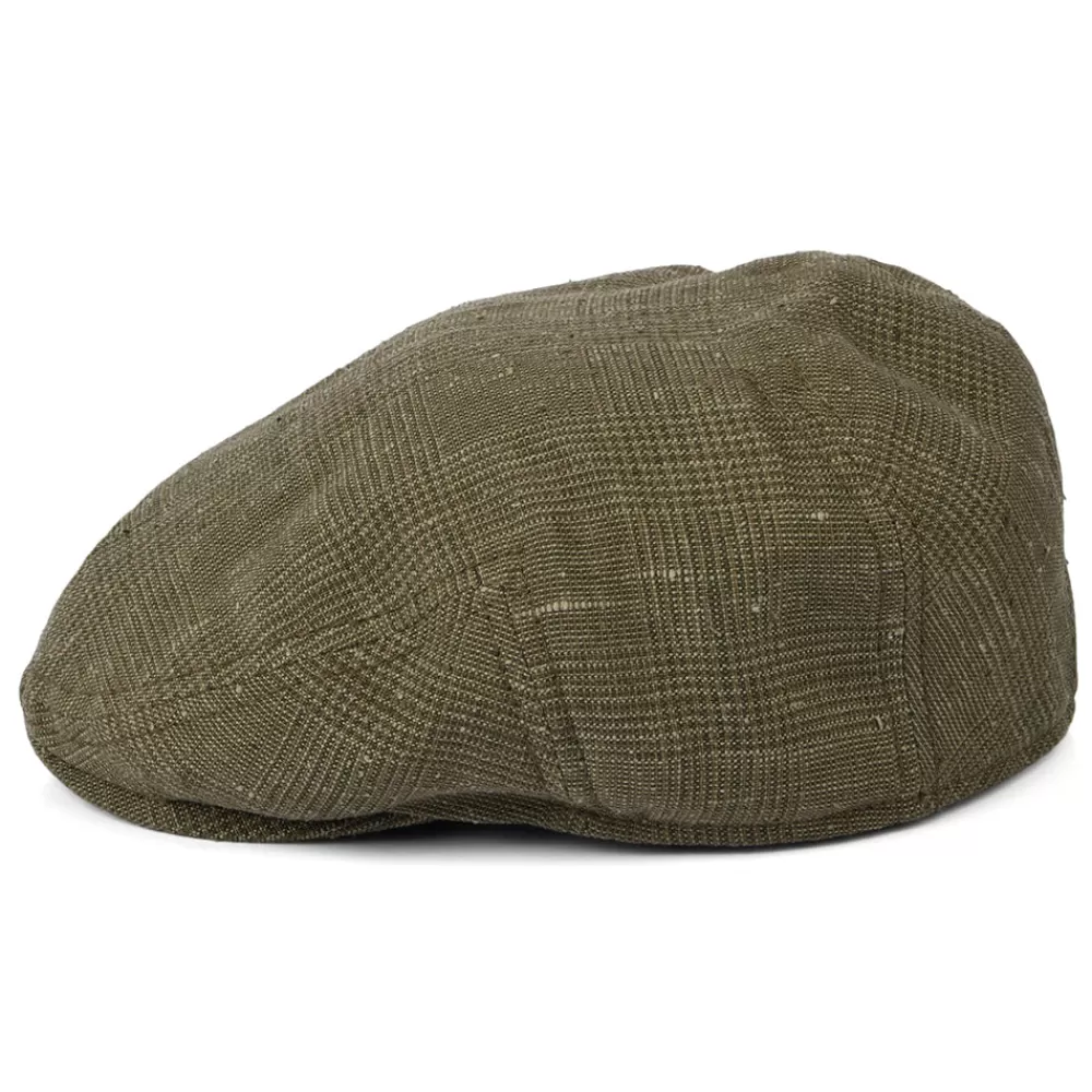Casquettes Plates | Casquettes Plates^Stetson Casquette Plate en Lin et Soie Prince-de-Galles Kent olive