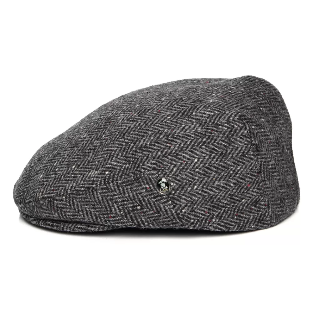 Casquettes Plates | Chapeaux Hiver^City Sport Casquette Plate en Tweed du Donegal à Chevrons gris-noir
