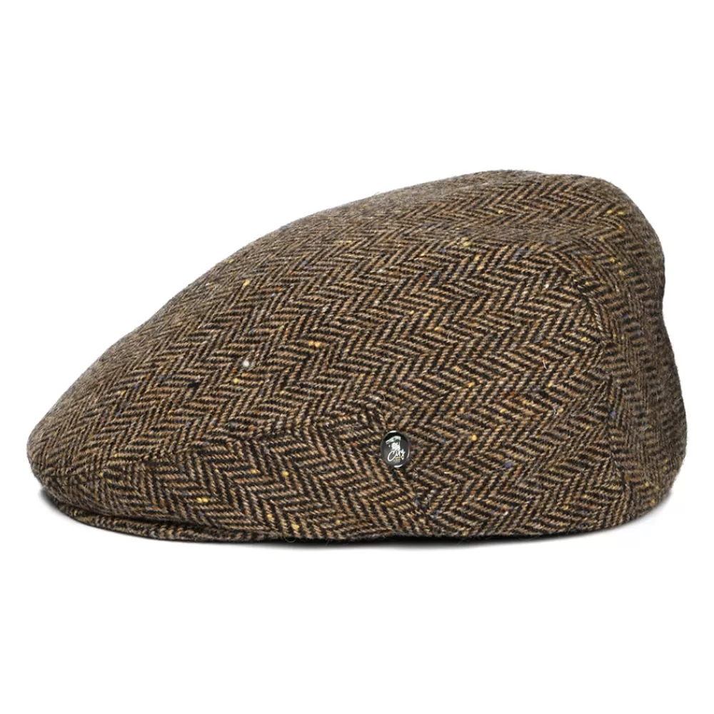 Casquettes Plates | Chapeaux Hiver^City Sport Casquette Plate en Tweed du Donegal à Chevrons marron