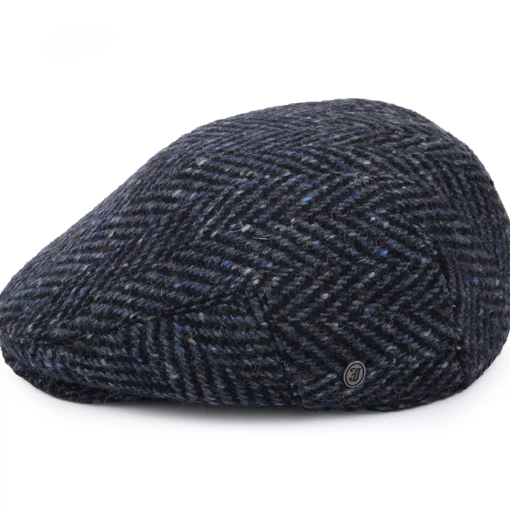 Casquettes Plates | Chapeaux Hiver^Jaxon & James Casquette Plate en Tweed du Donegal Épais à Chevrons Dunmore bleu marine-noir JAXON & JAMES