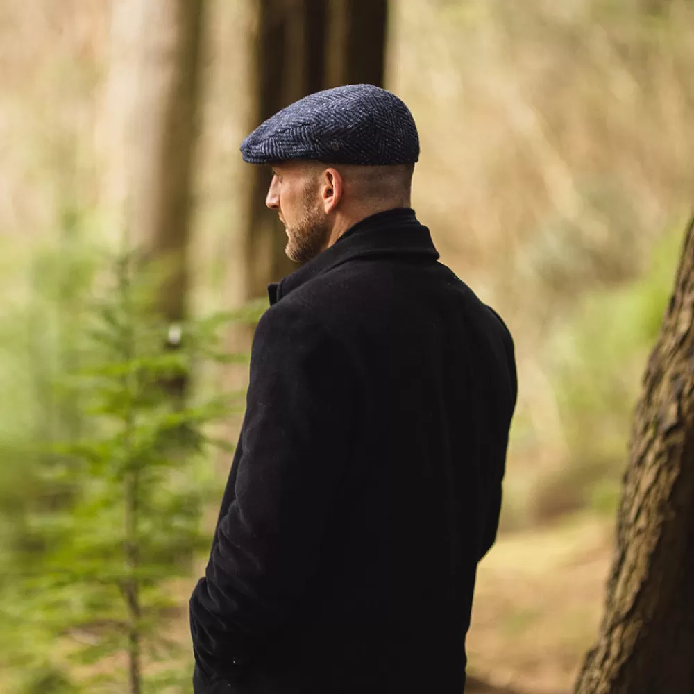 Casquettes Plates | Chapeaux Hiver^Jaxon & James Casquette Plate en Tweed du Donegal Épais à Chevrons Dunmore bleu marine-noir JAXON & JAMES