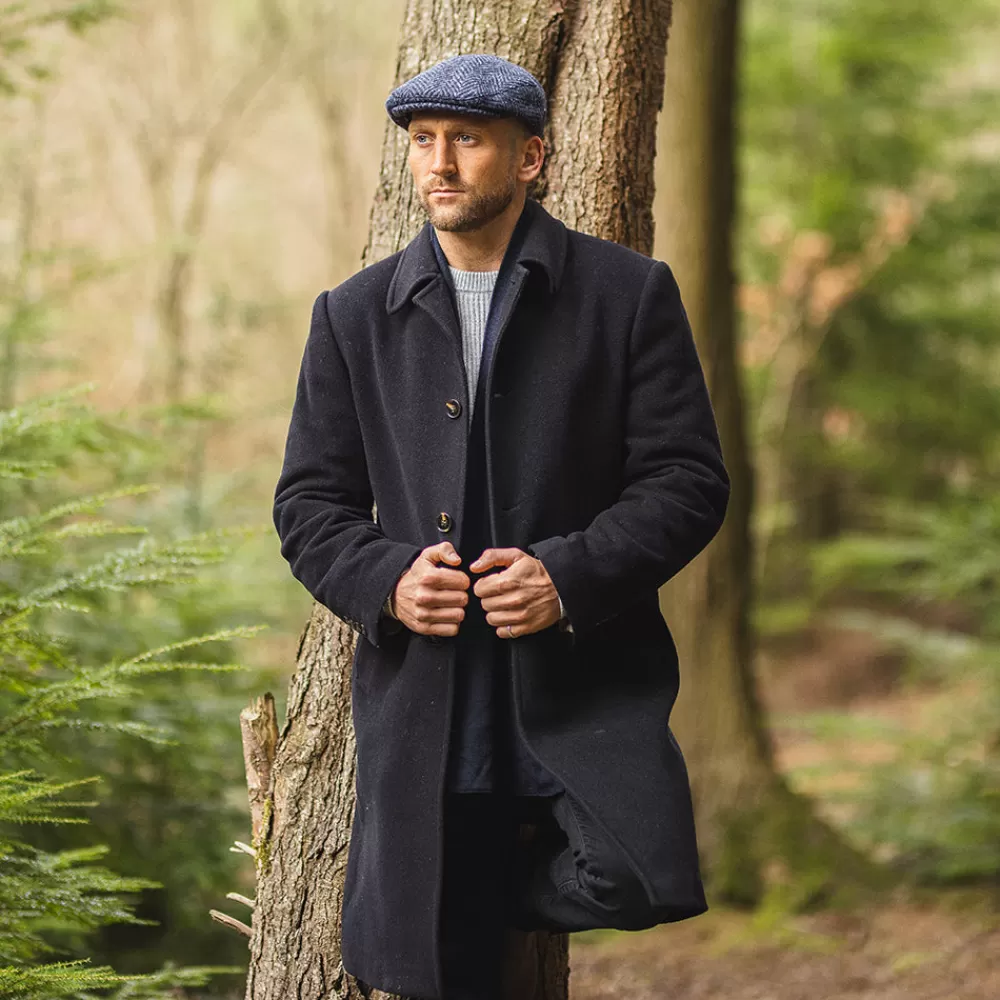 Casquettes Plates | Chapeaux Hiver^Jaxon & James Casquette Plate en Tweed du Donegal Épais à Chevrons Dunmore bleu marine-noir JAXON & JAMES
